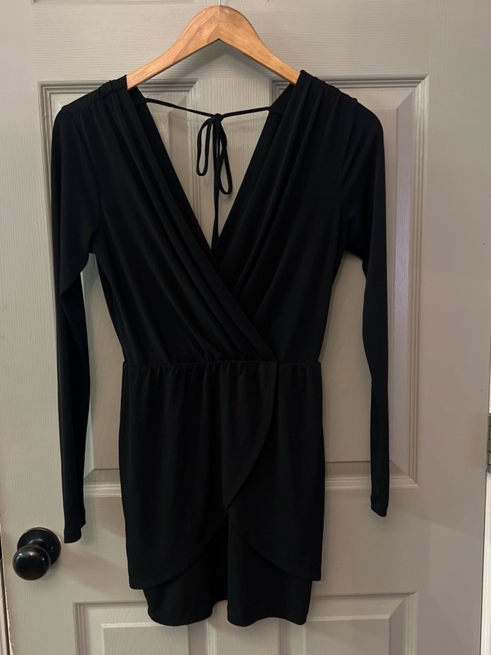BCBGeneration Black Long-Sleeve Surplice Dress